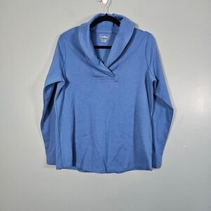 NWT LL Bean Blue Long Sleeve Shawl Collared Polo Shirt Women's Size M REG